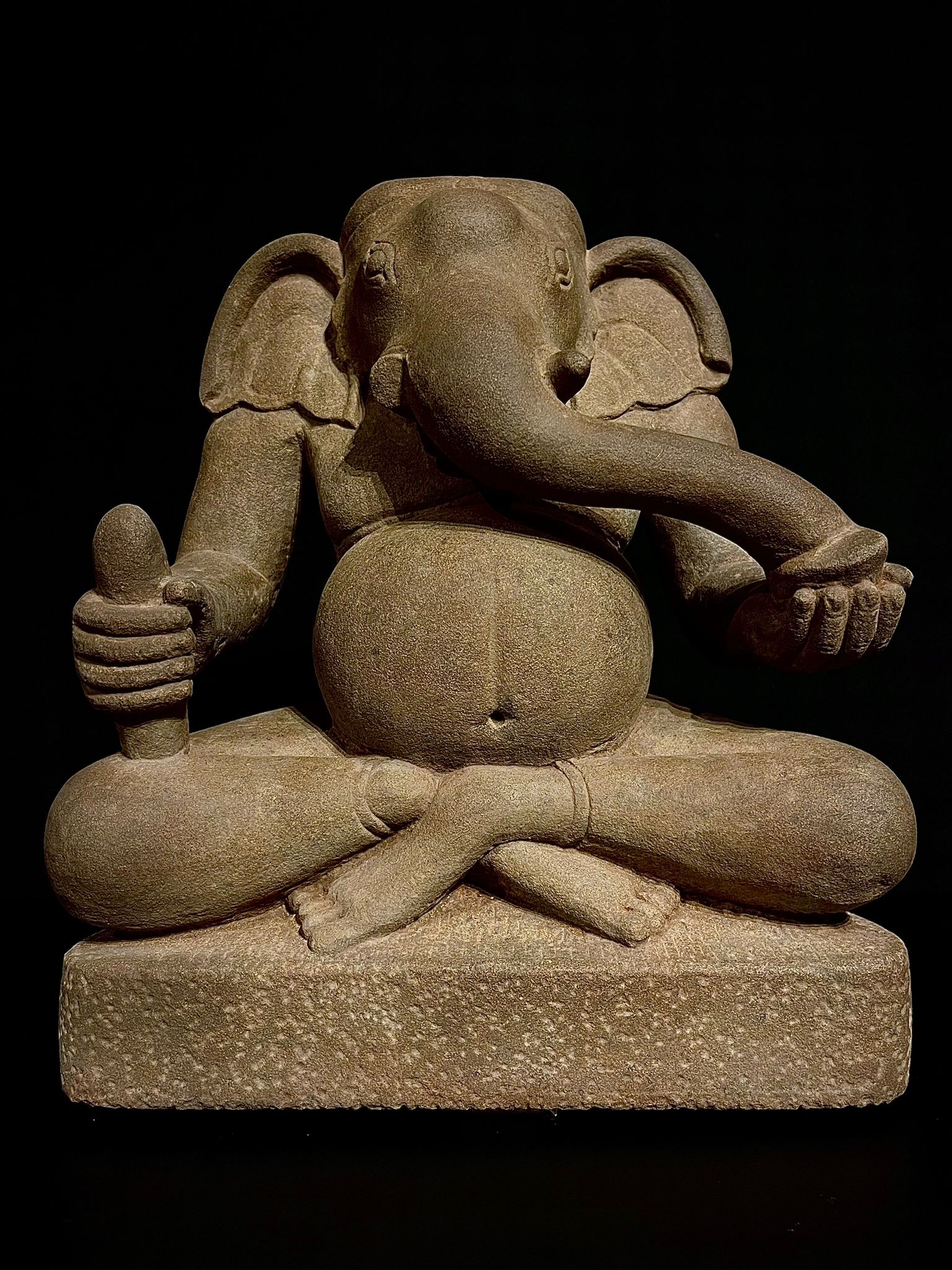 Nice small greystone seated Ganesh- 6930